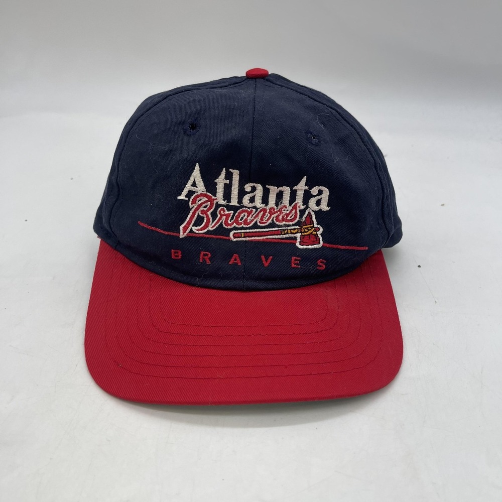 Vintage Atlanta Braves Hat Cap Snap Back Mens One Size Blue MLB Boston Cap 90s
